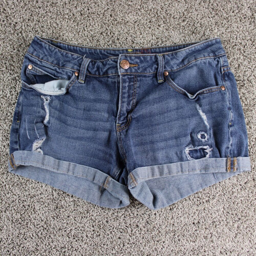 Faded Glory Denim Shorts Womens 12 Blue Cuffed Casual Fit